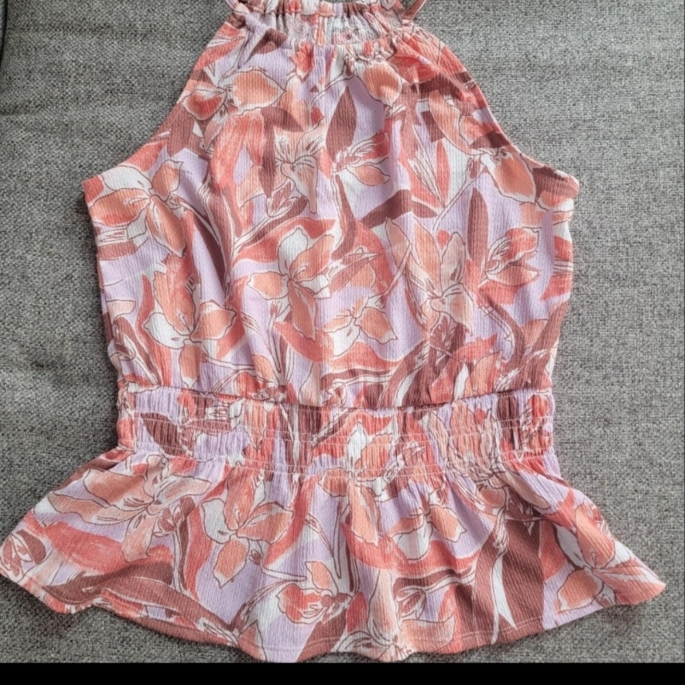 Nine West Floral Halter Top - Pink and White